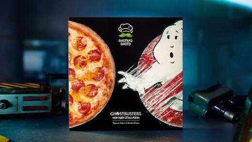 Die Pizza zum Film: Gustavo Gusto bringt eine Ghostbusters-Pizza.
