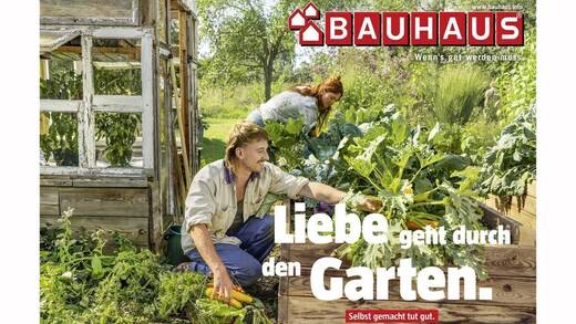 Kampagnenmotiv "Liebe geht durch den Garten" aus der neuen Bauhaus-Kampagne.